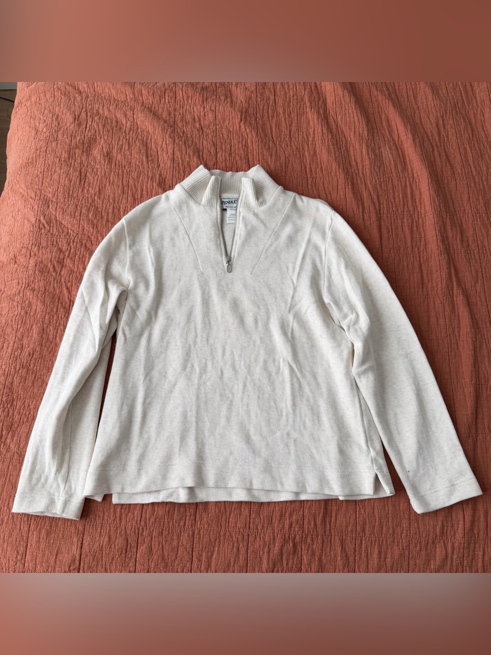 Vintage Pendleton Quarter Zip Pullover Sweater Women M Cream 90s Classic Oregon